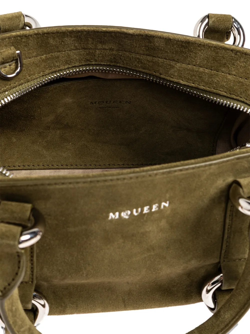 suede ring-detail tote bag