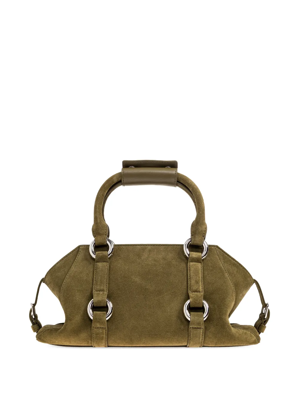  Alexander Mcqueen Suede Ring-detail Tote Bag - Green 