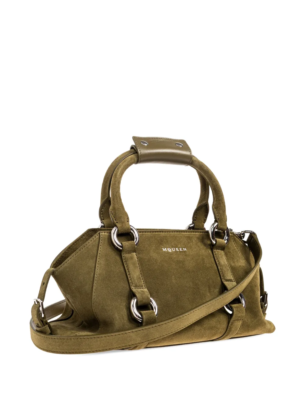 suede ring-detail tote bag