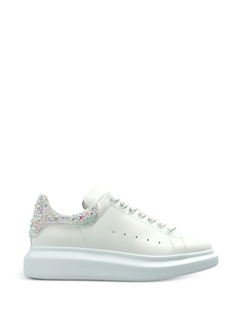 Alexander Mcqueen Embellished Lace-up Sneakers In White