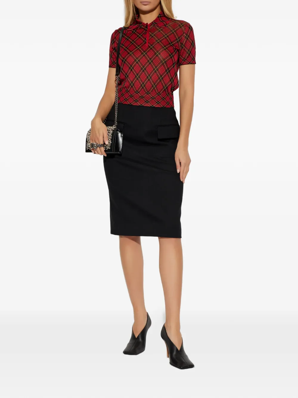 Alexander McQueen argyle button polo top - Rood