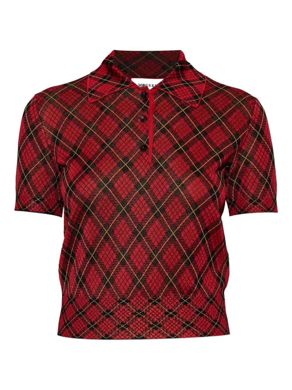 Alexander McQueen argyle button polo top - Rot