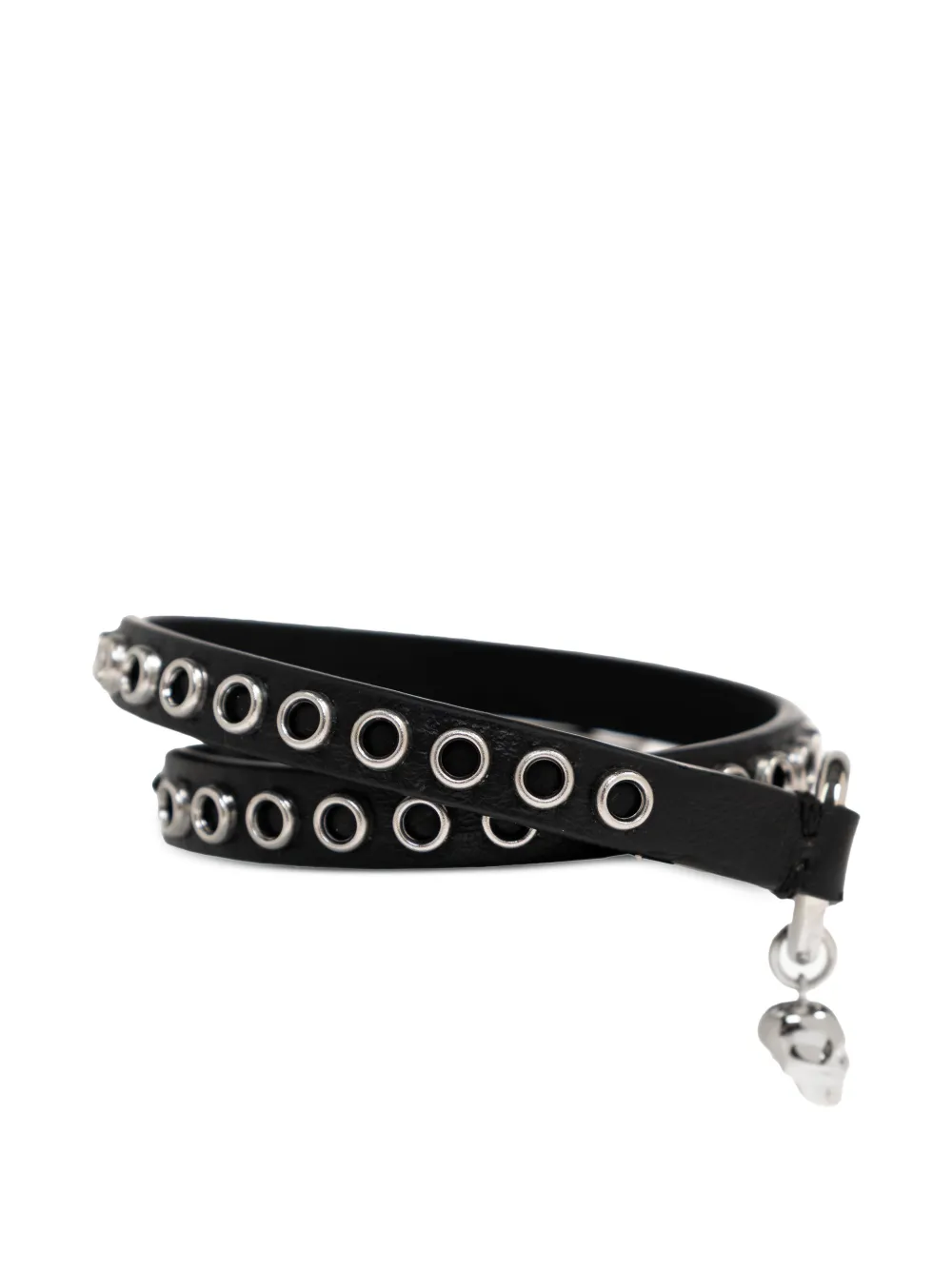  Alexander Mcqueen Skull-charm Leather Bracelet - Black 