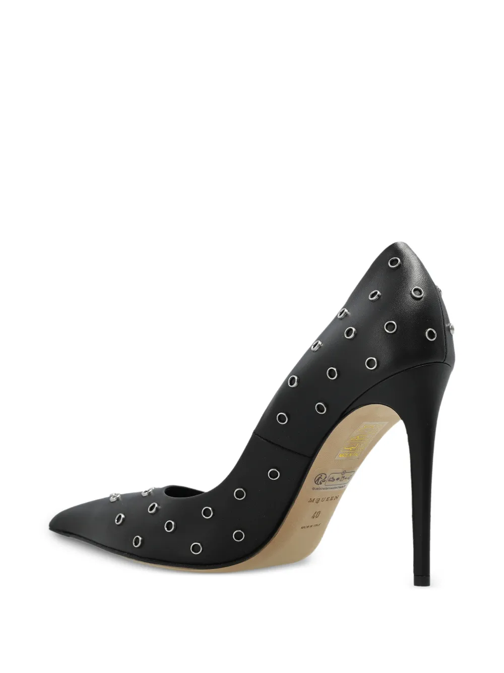 Alexander McQueen Skull pumps met puntige neus en ringlets Zwart