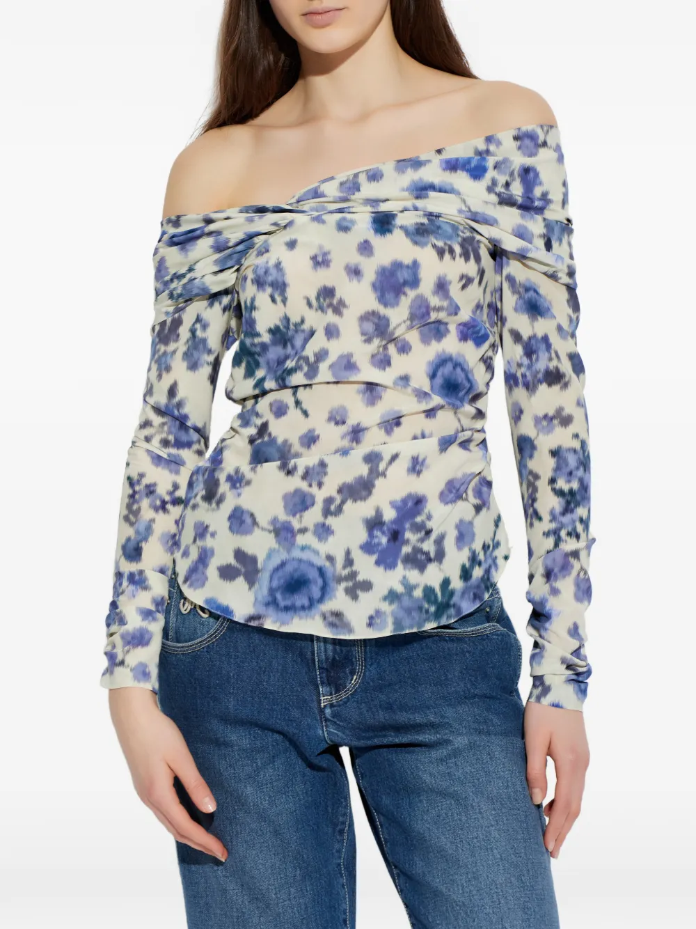  Isabel Marant Danka Floral Off-shoulder Top - Neutrals 