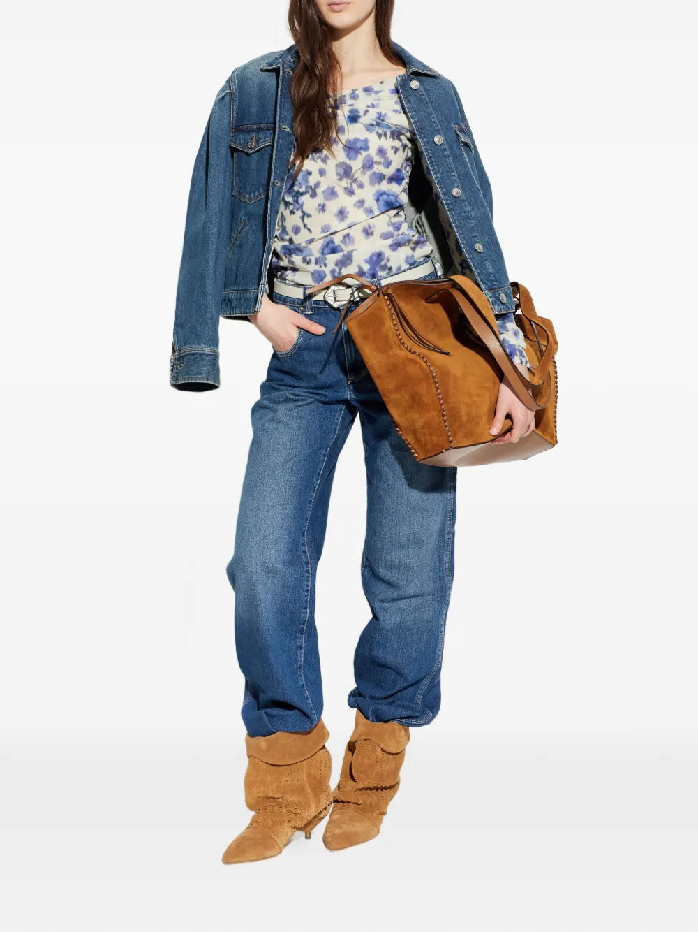 ISABEL MARANT Danka floral off-shoulder top - Beige