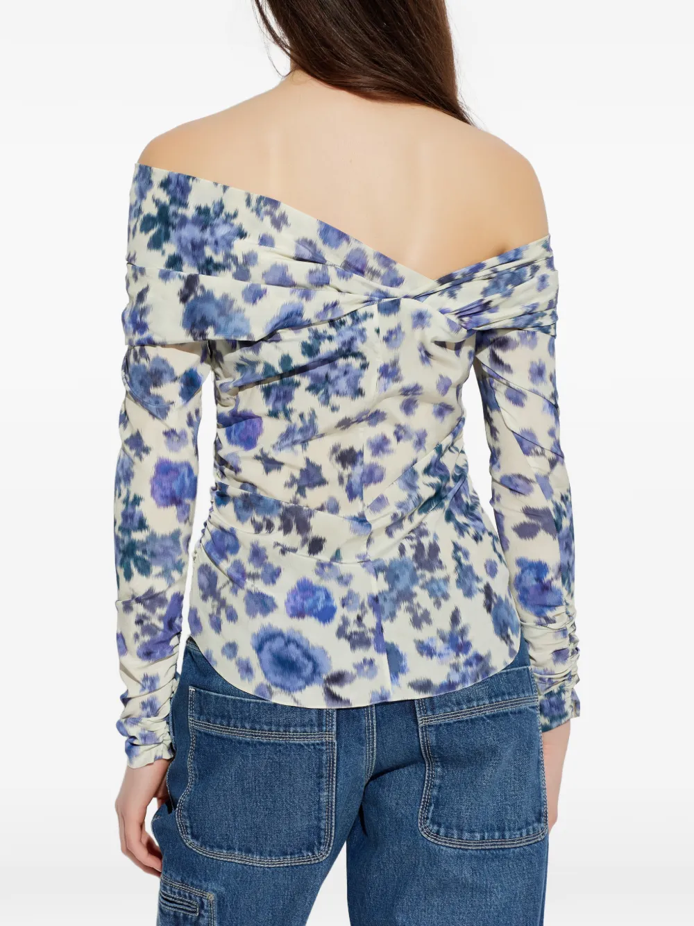 ISABEL MARANT Danka off-shoulder top met bloemenprint Beige