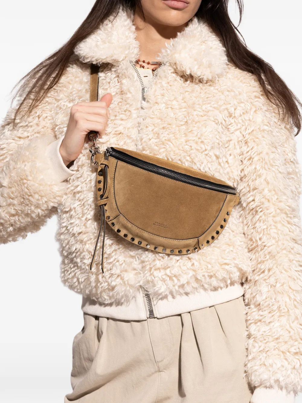 ISABEL MARANT Skano studded zip belt bag - Bruin