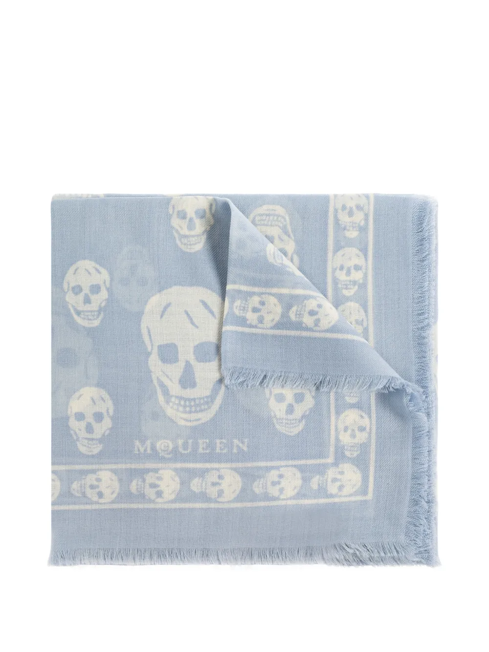 Alexander McQueen skull fringed scarf - Blu
