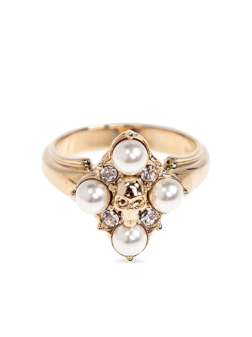 Alexander McQueen skull pearl ring - Oro