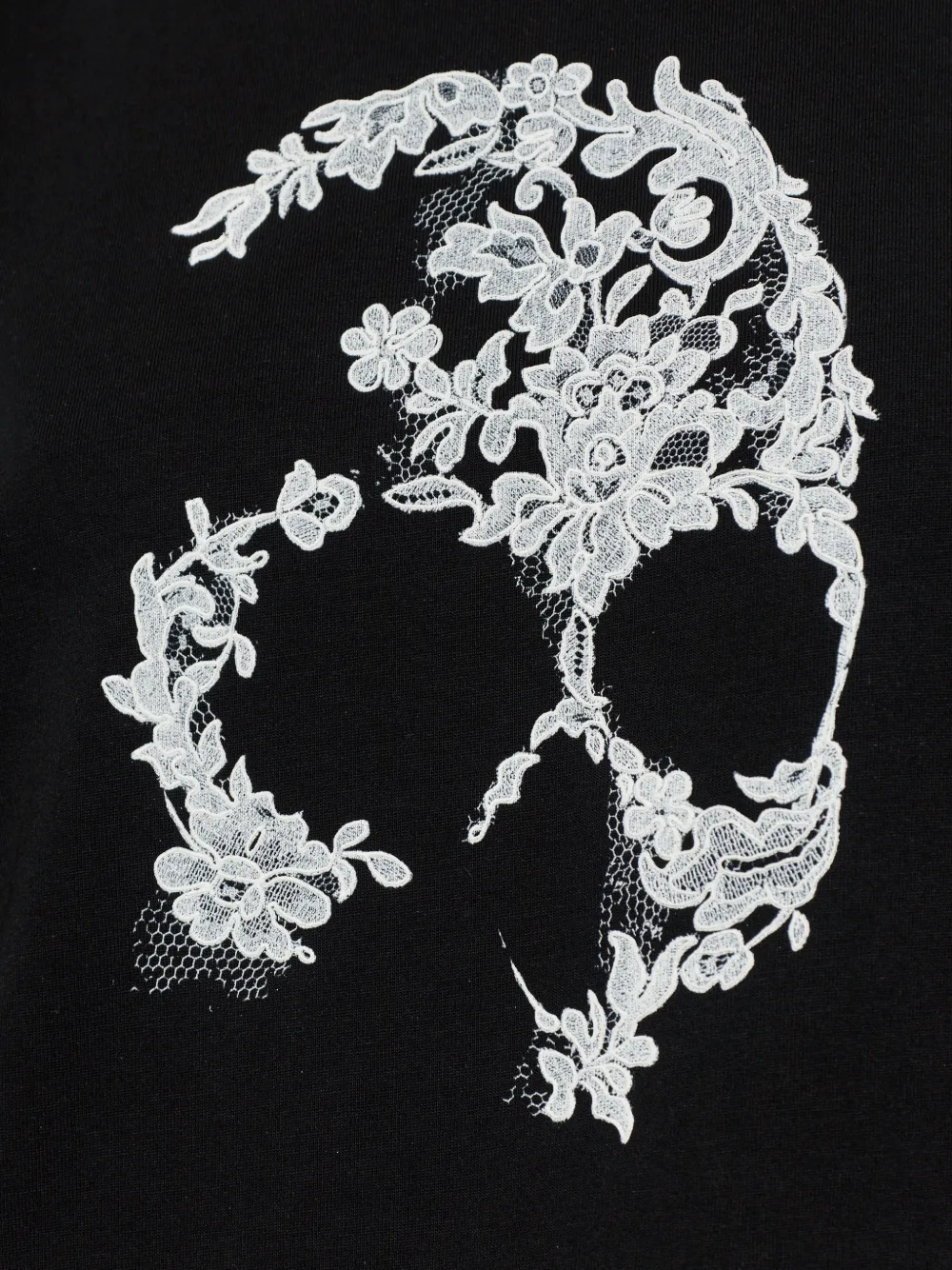 Alexander McQueen T-shirt met doodskop kant Zwart