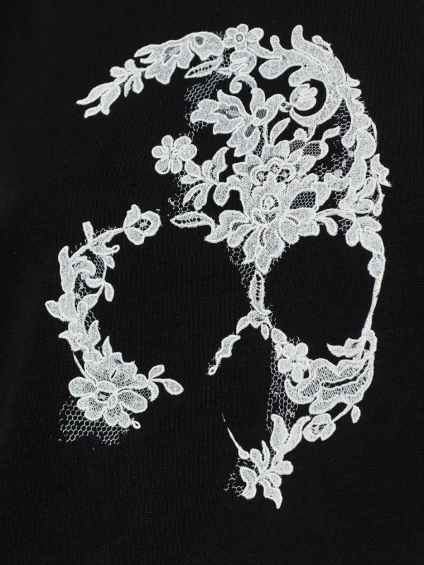 Alexander McQueen skull-lace T-shirt | Black | FARFETCH