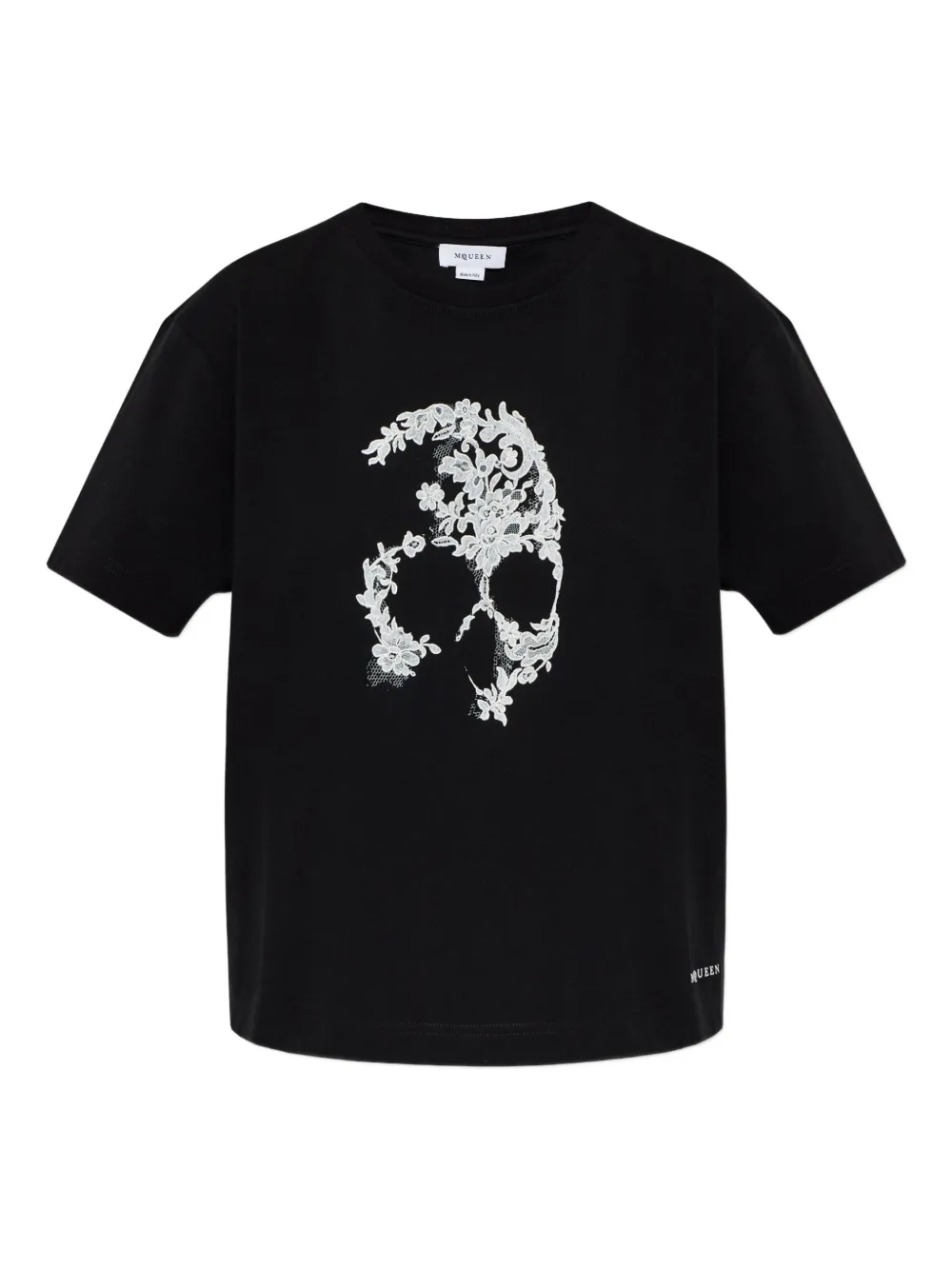 Alexander McQueen skull-lace T-shirt - Nero