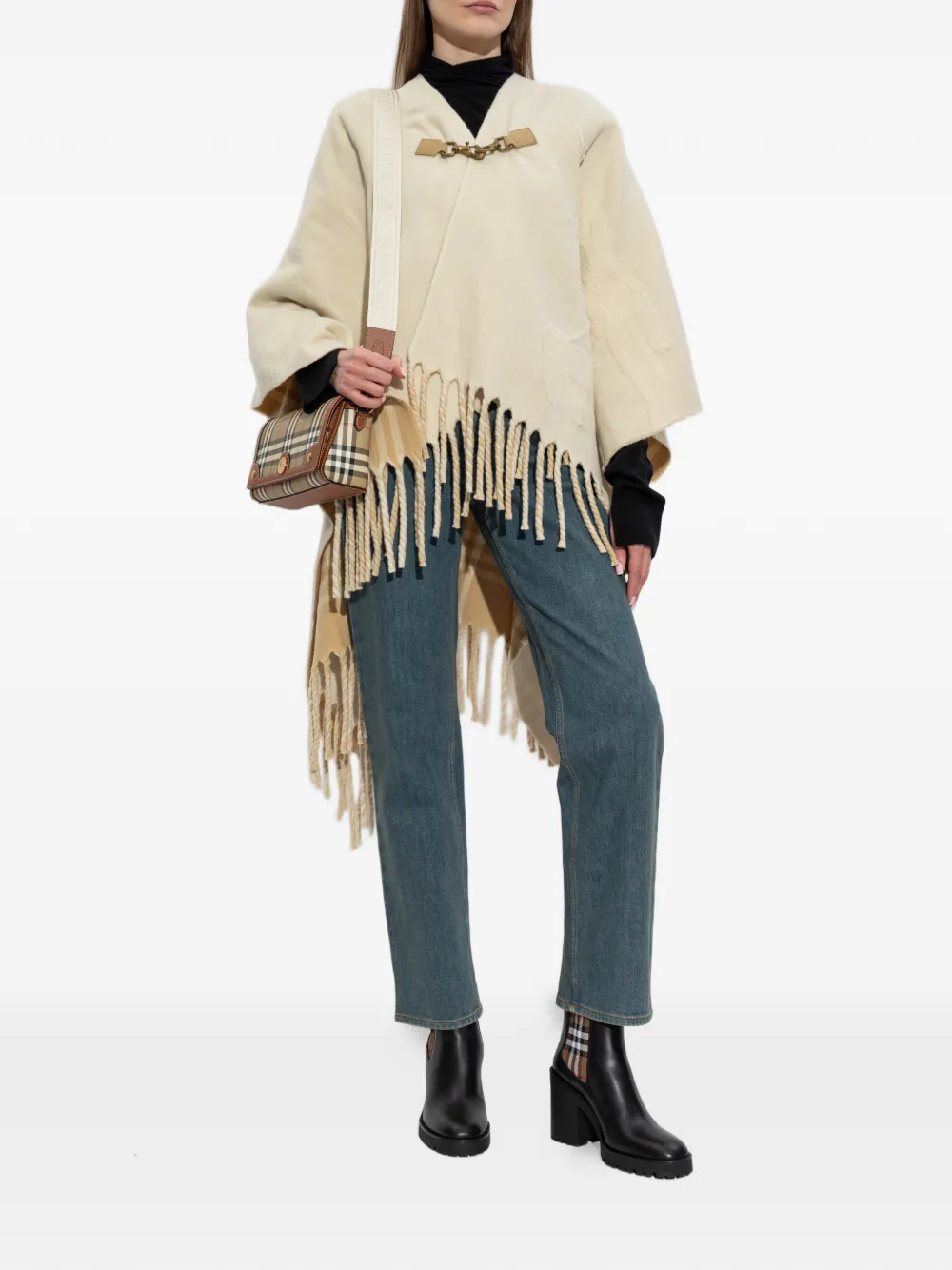  Burberry Fringe Poncho - Neutrals 