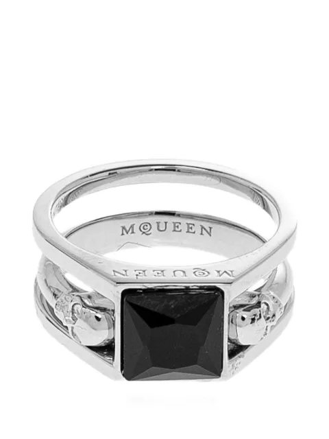 Alexander McQueen Twin Skull square ring