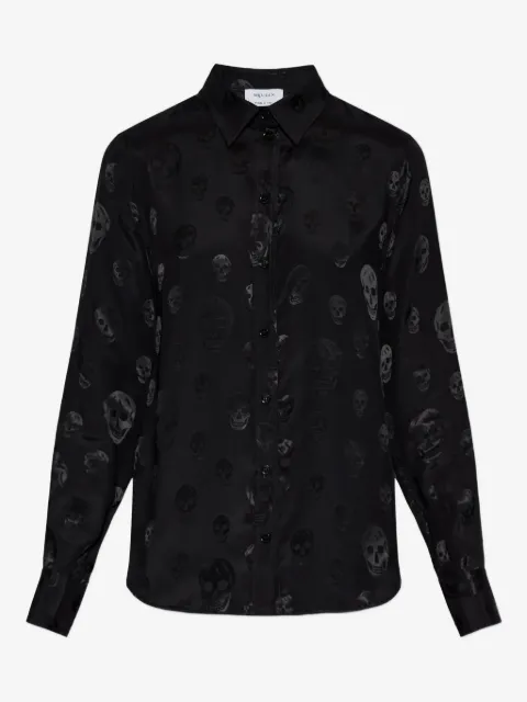 Alexander McQueen skull-pattern collared top