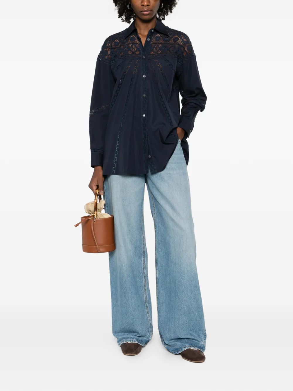 LOEWE x Paula's Ibiza lace buttoned shirt - Blauw