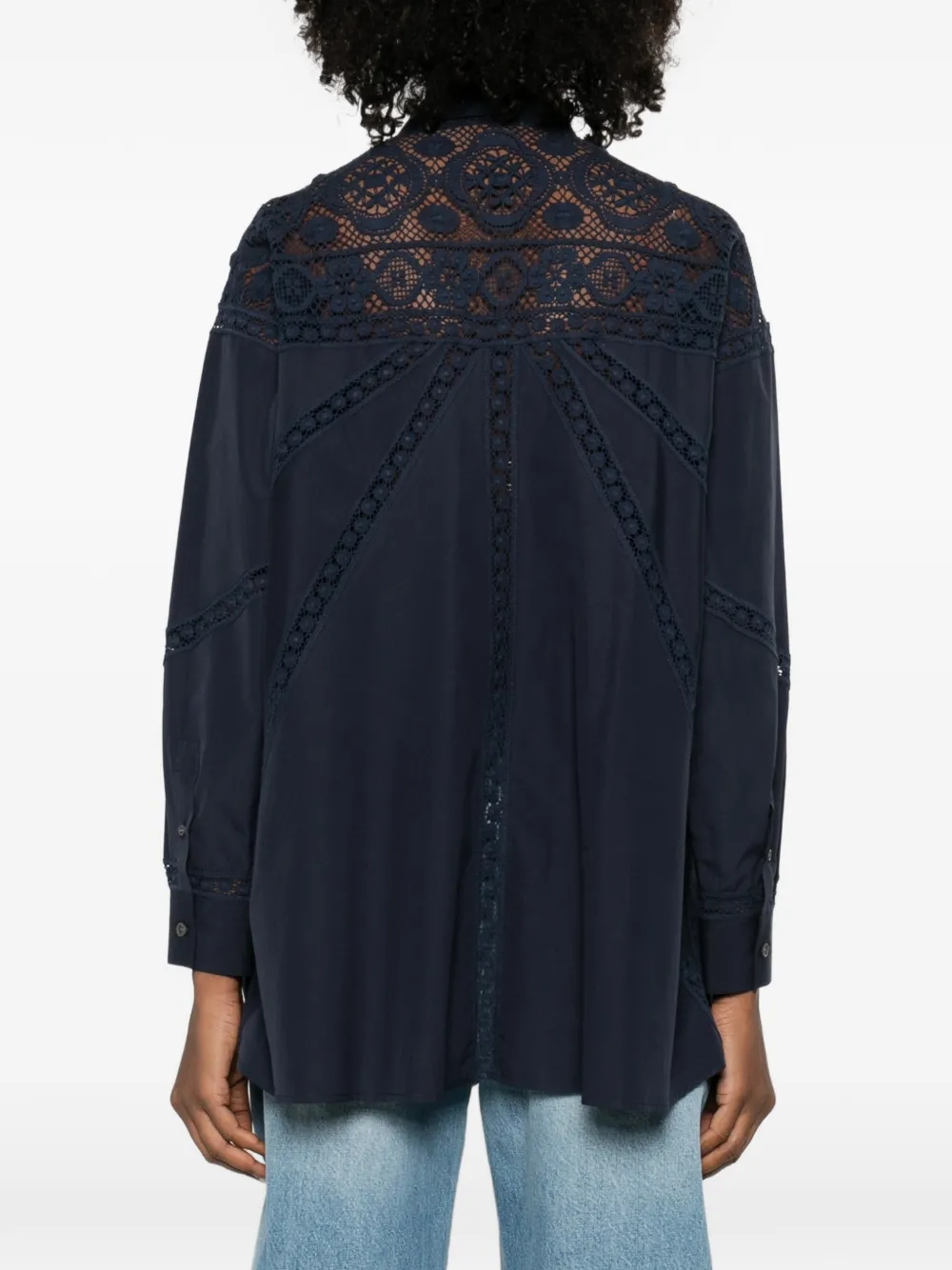 LOEWE x Paula's Ibiza blouse met knopen van kant Blauw
