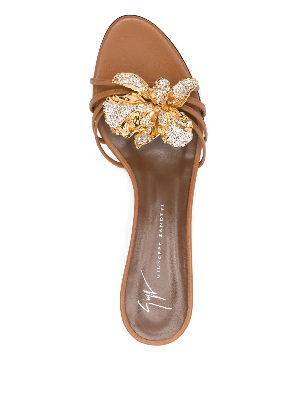 Giuseppe Zanotti Sandalen met orchidee-patroon Bruin