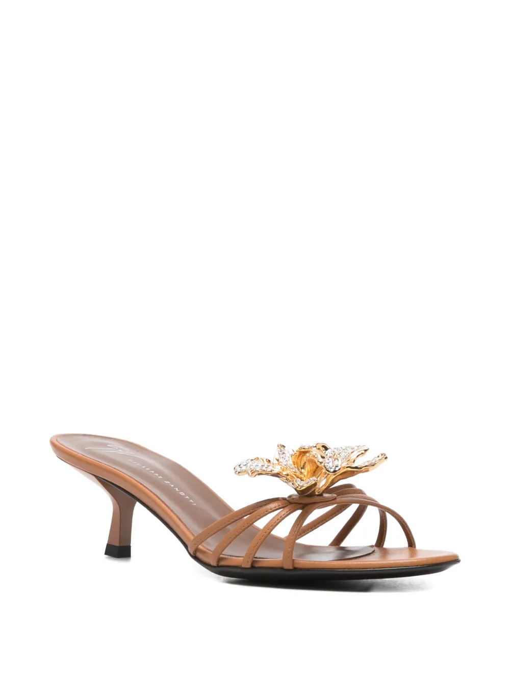 Giuseppe Zanotti Sandalen met orchidee-patroon Bruin