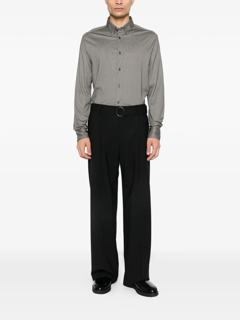 Emporio Armani geometric-pattern long-sleeve shirt - Zwart