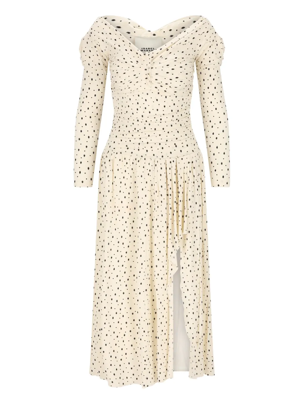 ISABEL MARANT Giovana polka-dot puff-sleeve midi dress - Toni neutri