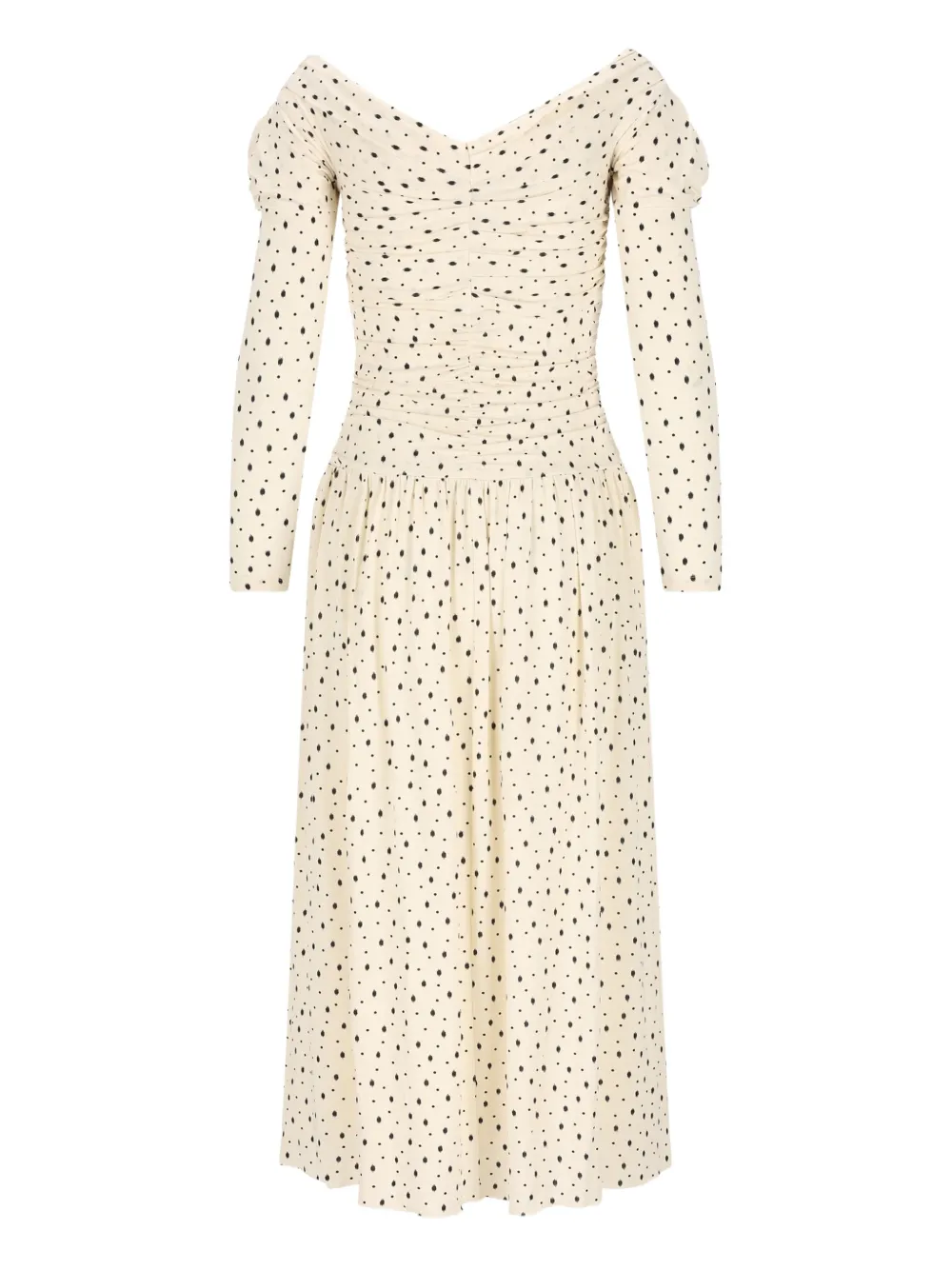 ISABEL MARANT Giovana polka-dot puff-sleeve midi dress - Beige