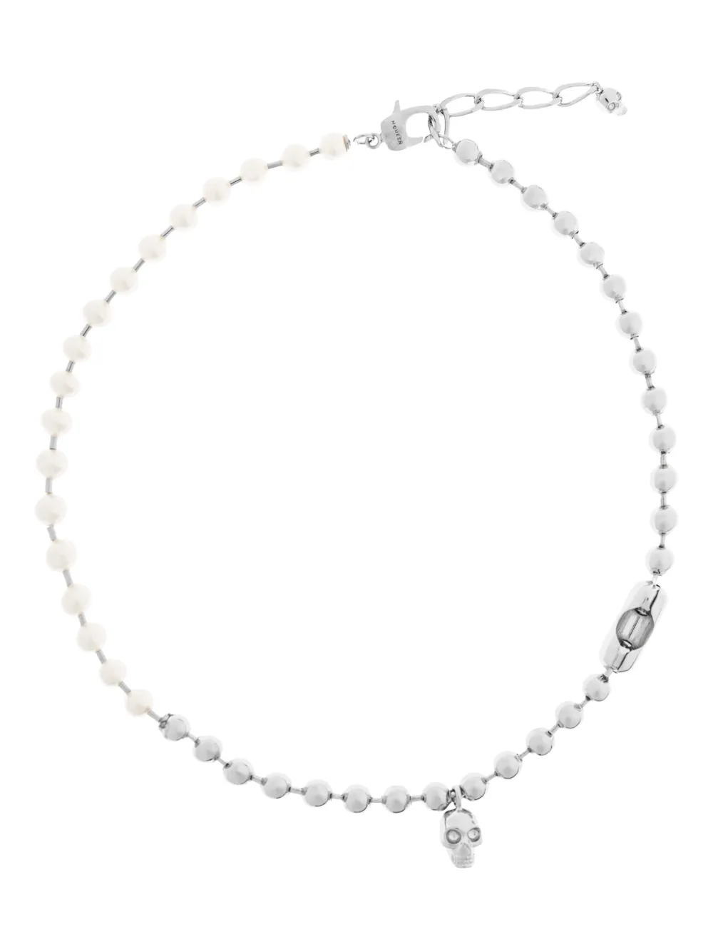Alexander McQueen skull pearl necklace - Silber