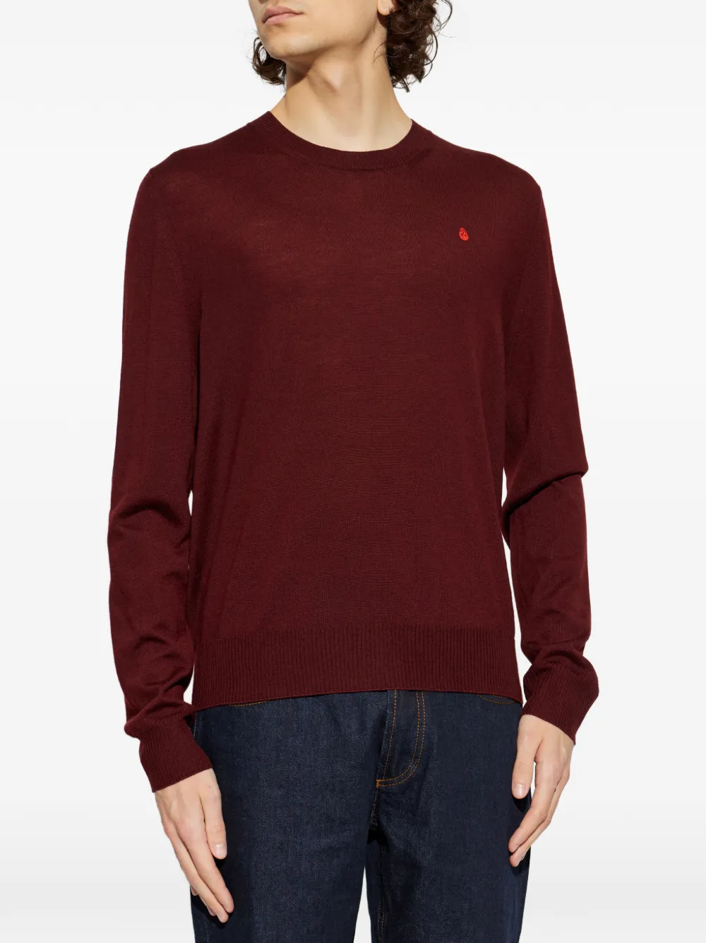  Alexander Mcqueen Pull à Logo Brodé - Rouge 