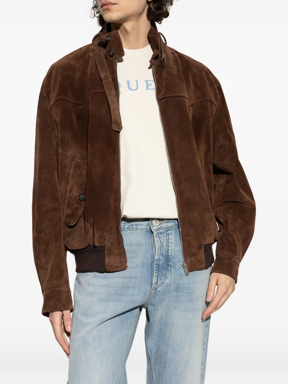  Alexander Mcqueen Chaqueta De Ante Con Cremallera - Marrón 