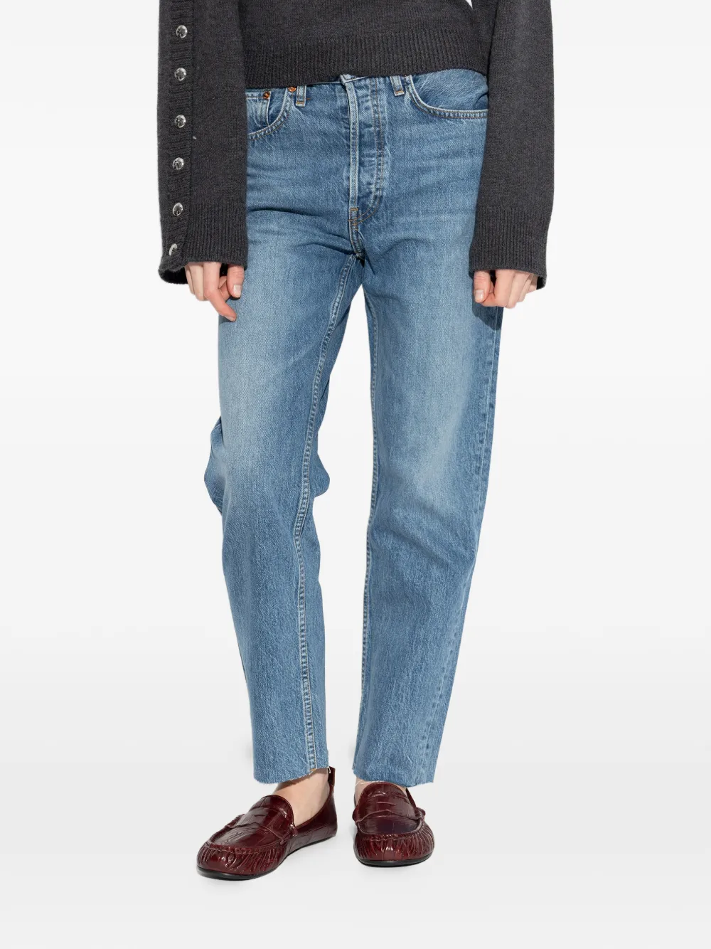  Re/done 70s Stove Pipe Raw-cut Jeans - Blue 