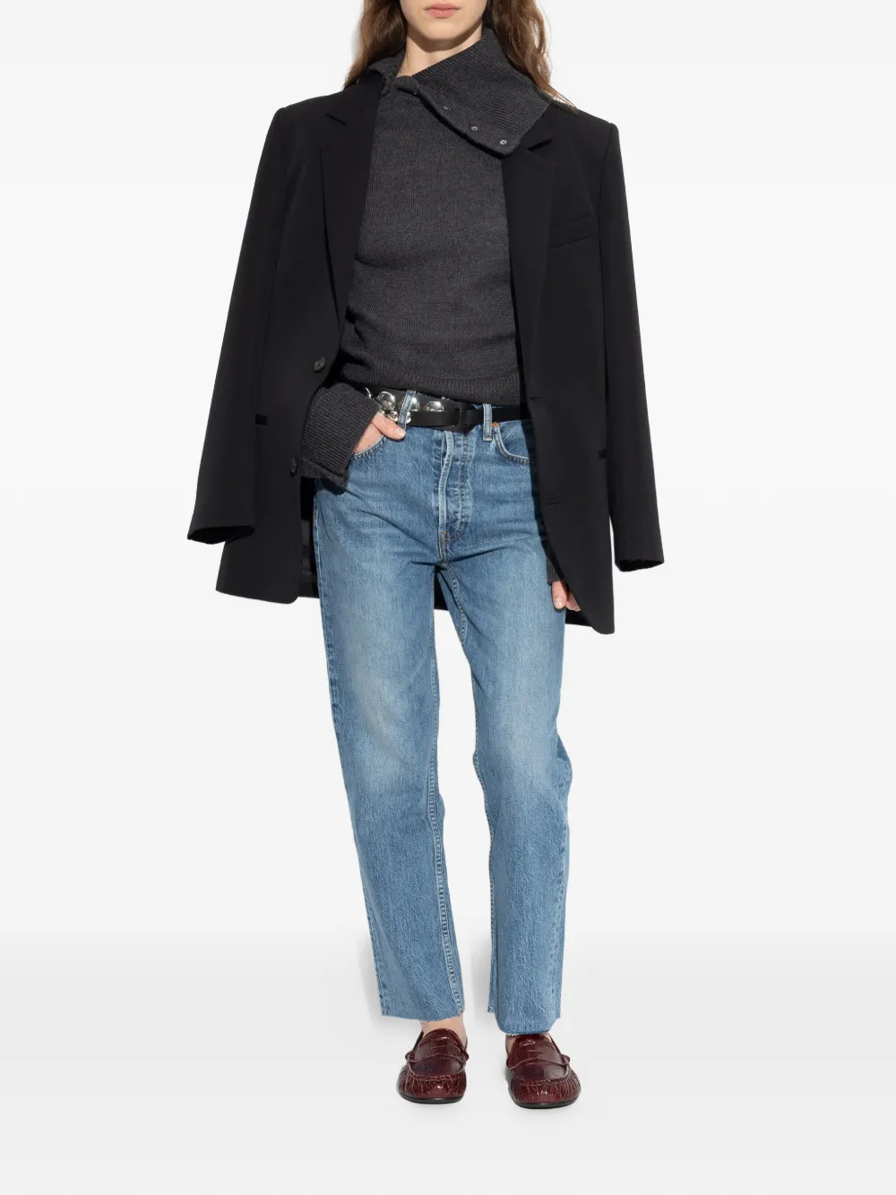 RE/DONE 70s Stove Pipe raw-cut jeans - Blauw