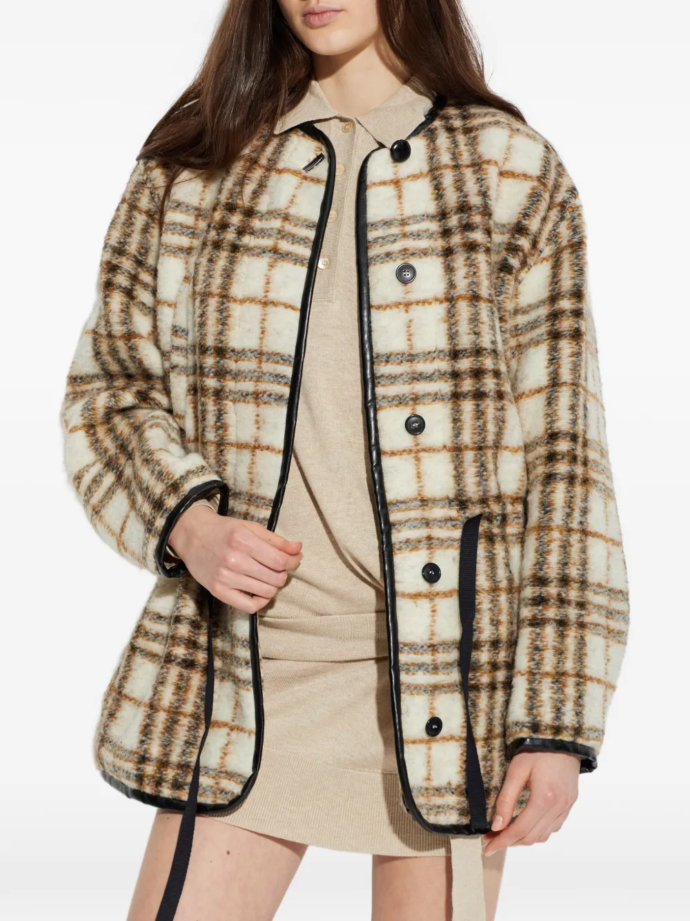  Marant étoile Checked Tie Coat - Neutrals 