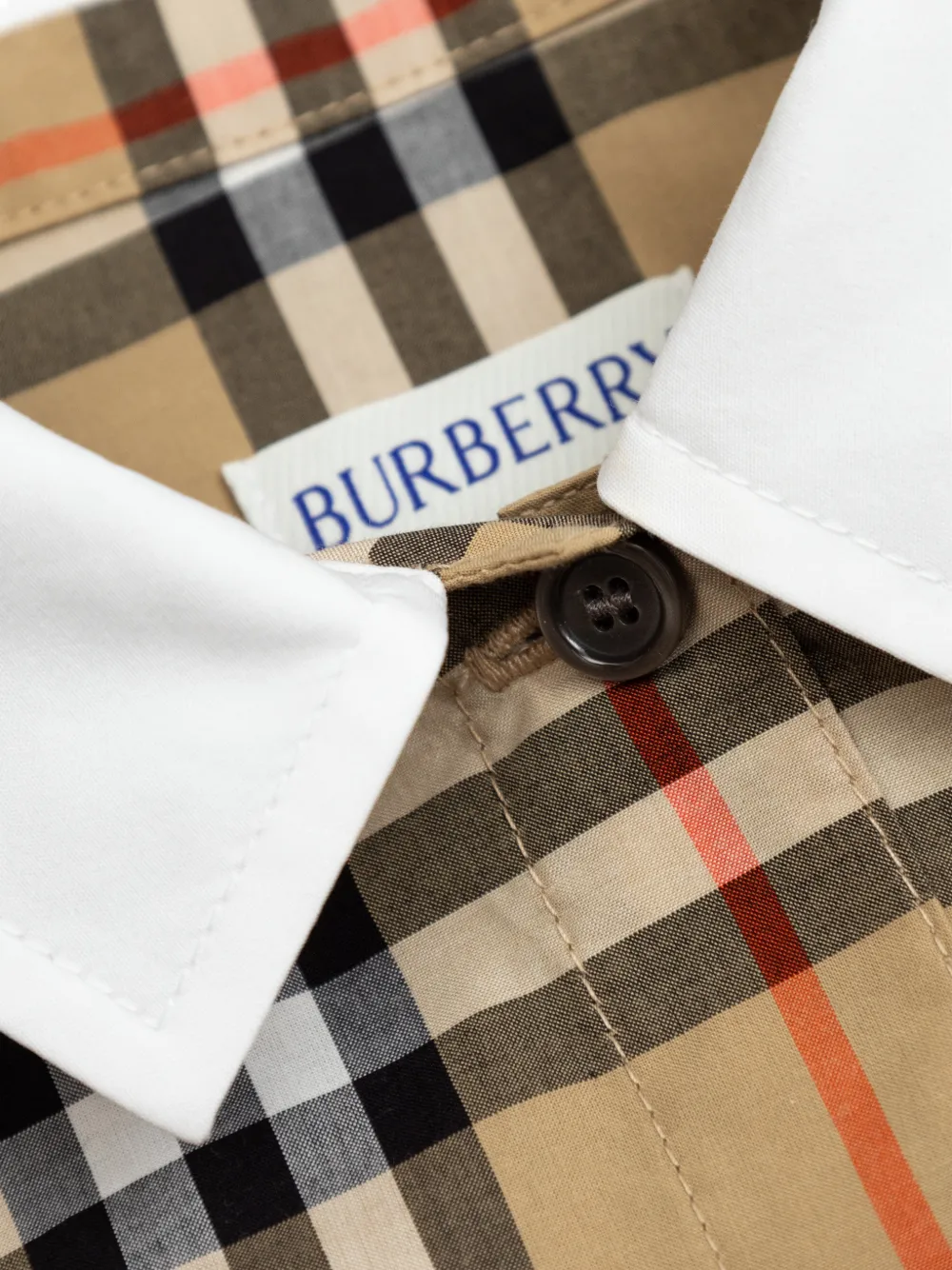 Burberry Kids Geruit shirt met kraag Beige