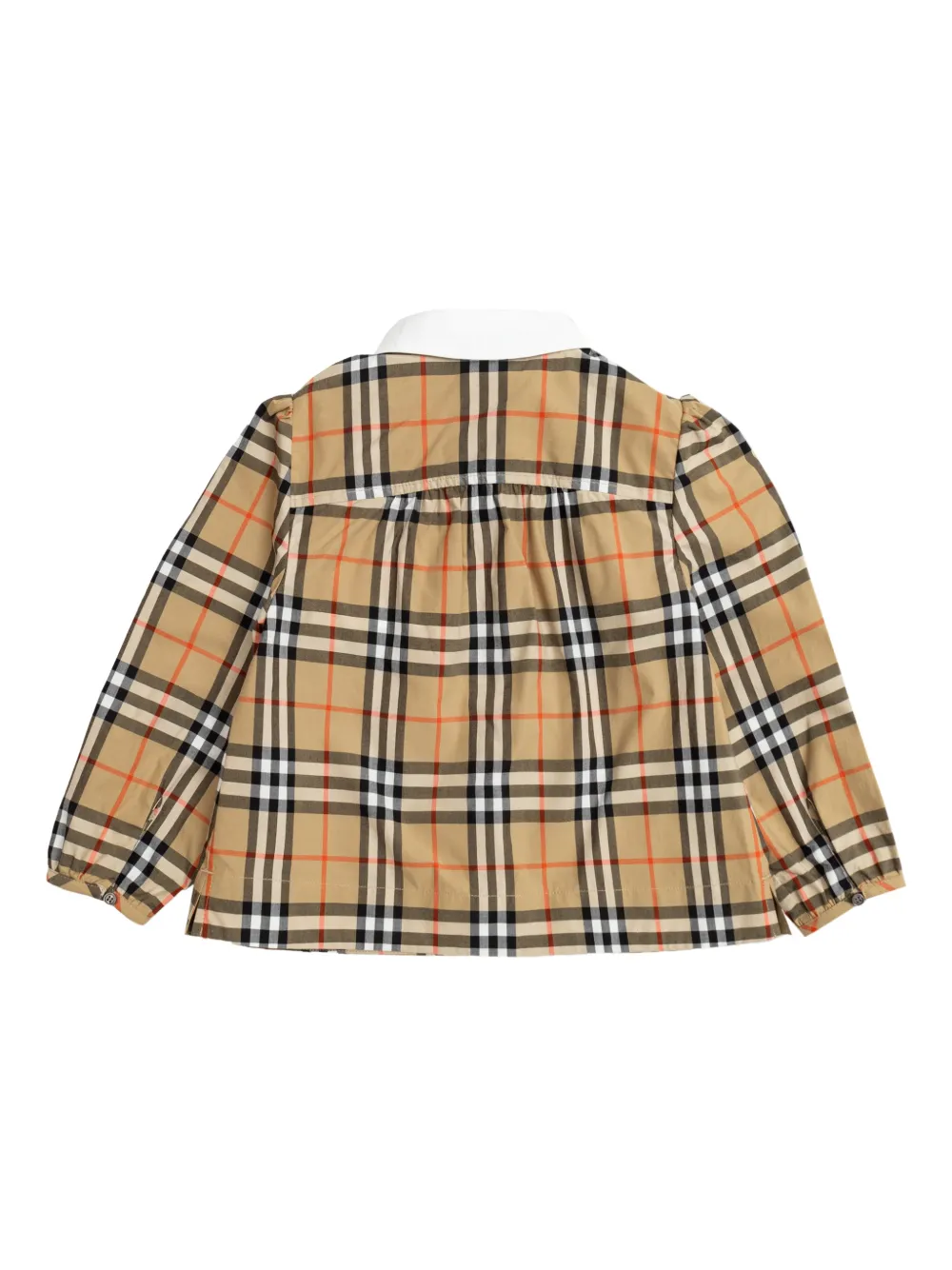 Burberry Kids Geruit shirt met kraag Beige