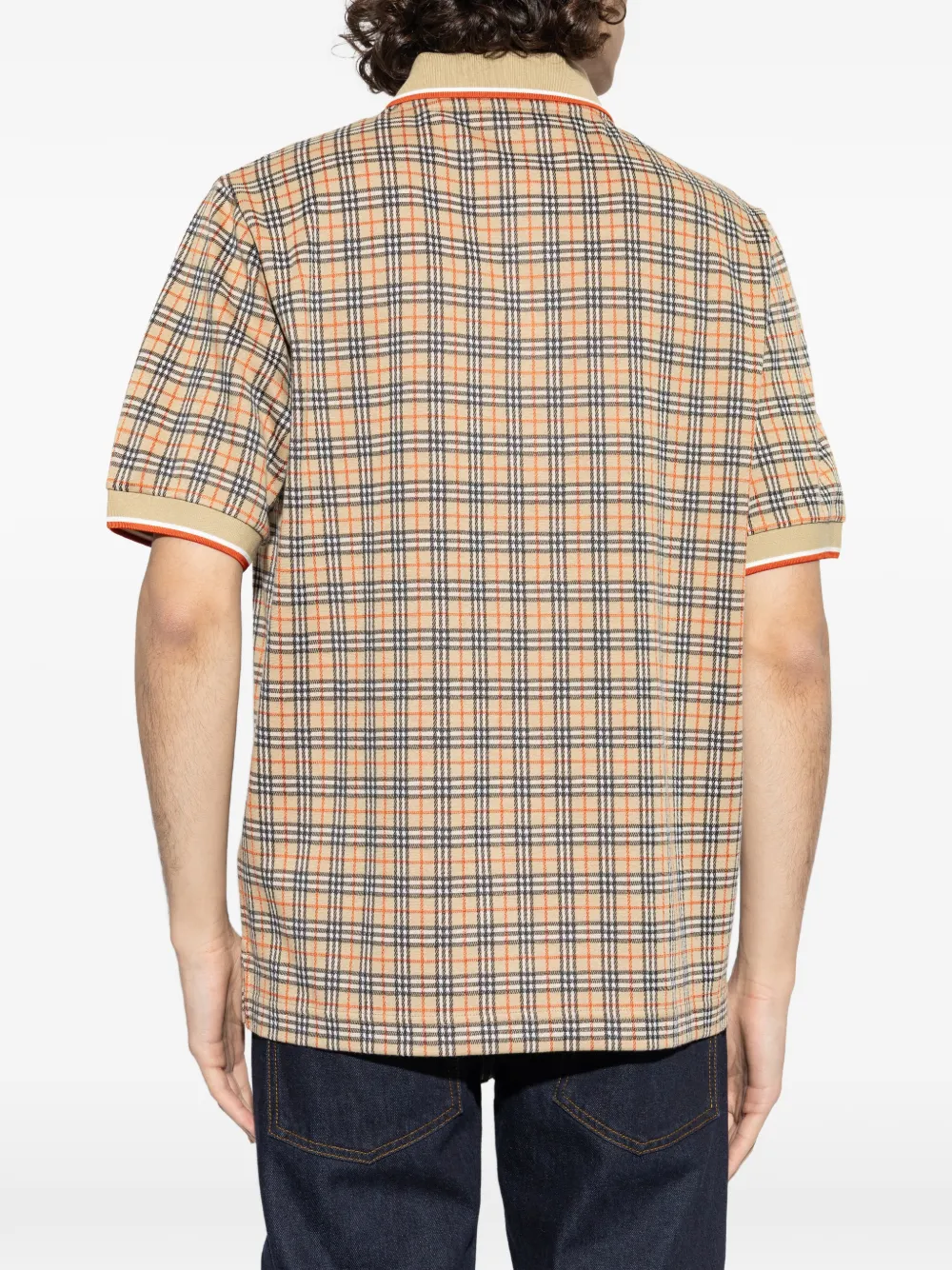 Burberry Pelham geruit poloshirt met logodetail Beige