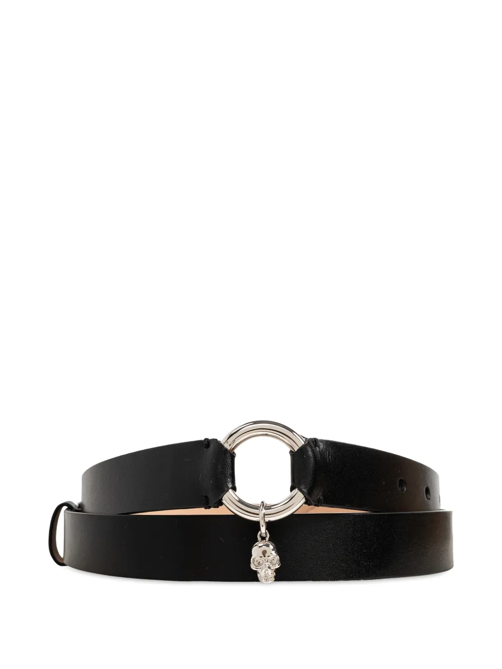 Alexander McQueen skull-charm buckle belt - Nero
