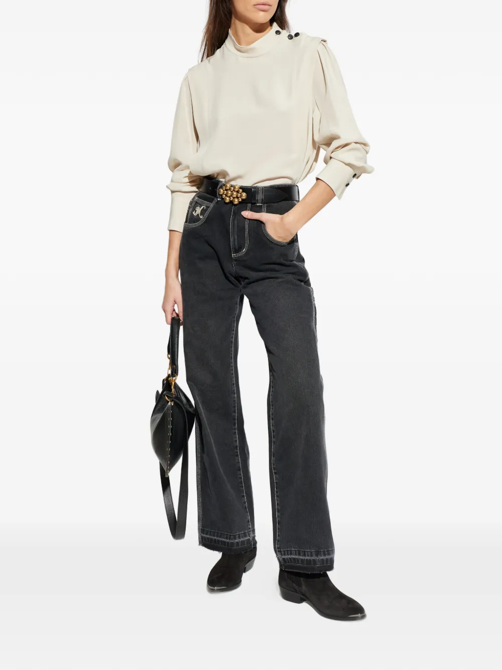 ISABEL MARANT Jeyda embroidered jeans - Zwart