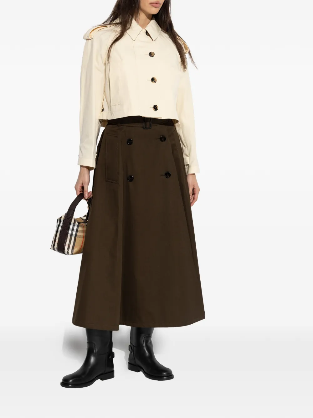  Burberry Button-fastening Crop Jacket - Neutrals 