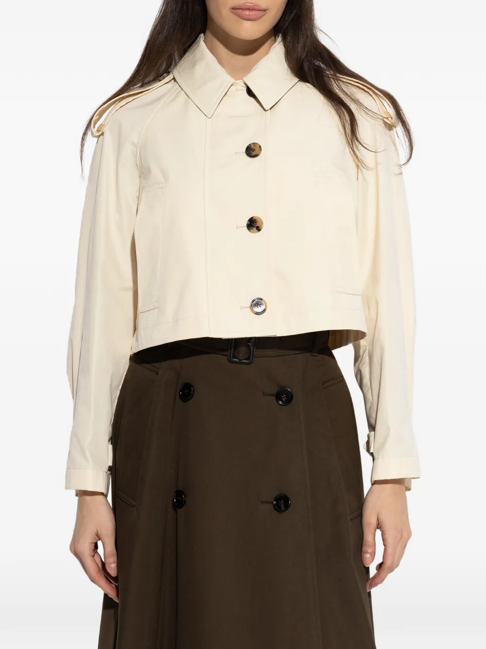  Burberry Button-fastening Crop Jacket - Neutrals 