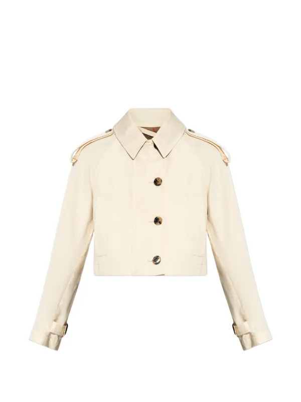 Burberry Button-fastening Crop Jacket in Neutrals