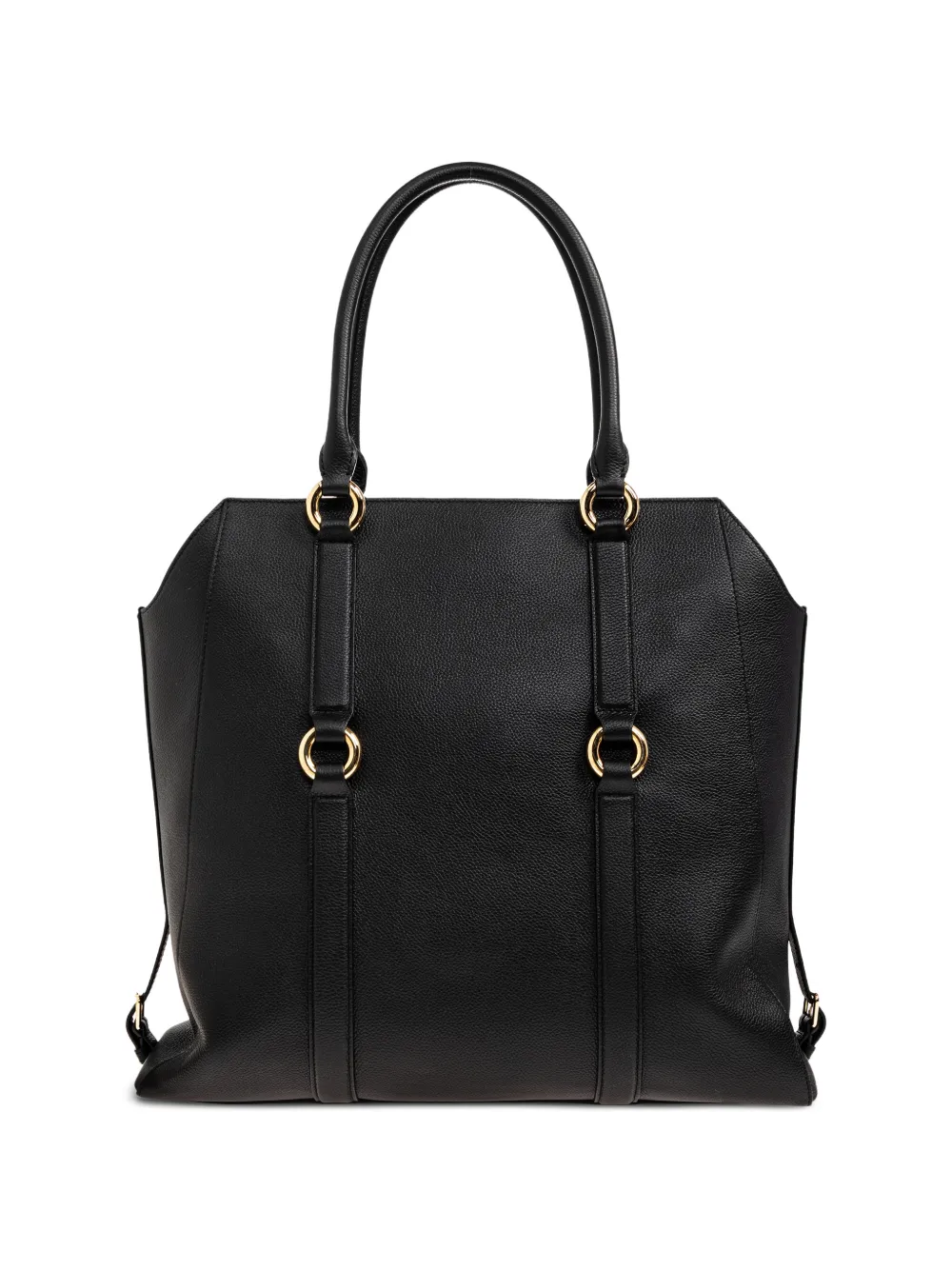 leather ring-detail tote bag