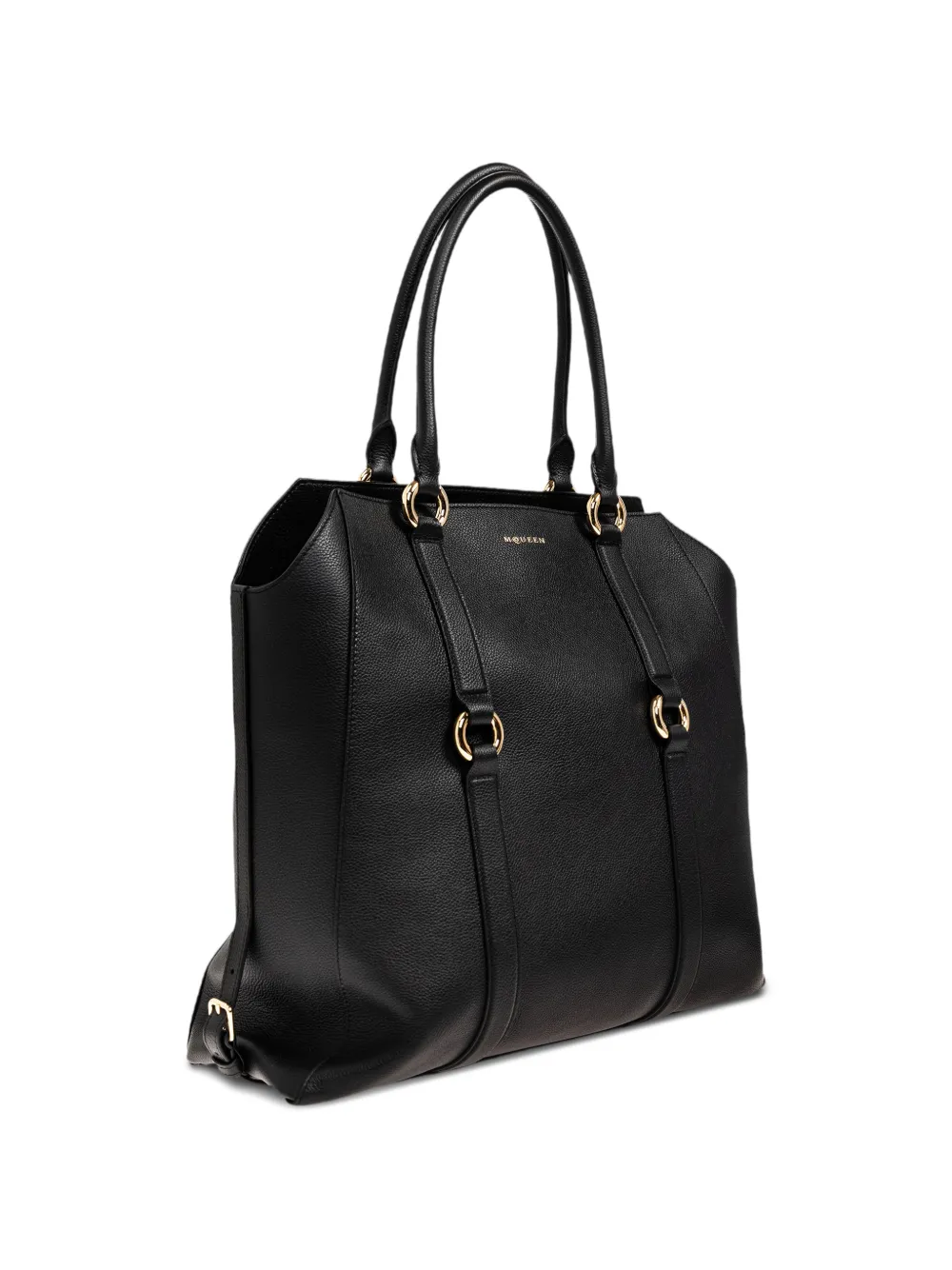 leather ring-detail tote bag
