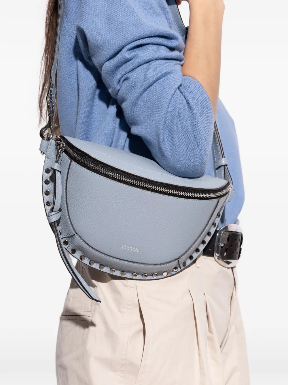 ISABEL MARANT Skano studded zip belt bag - Blauw