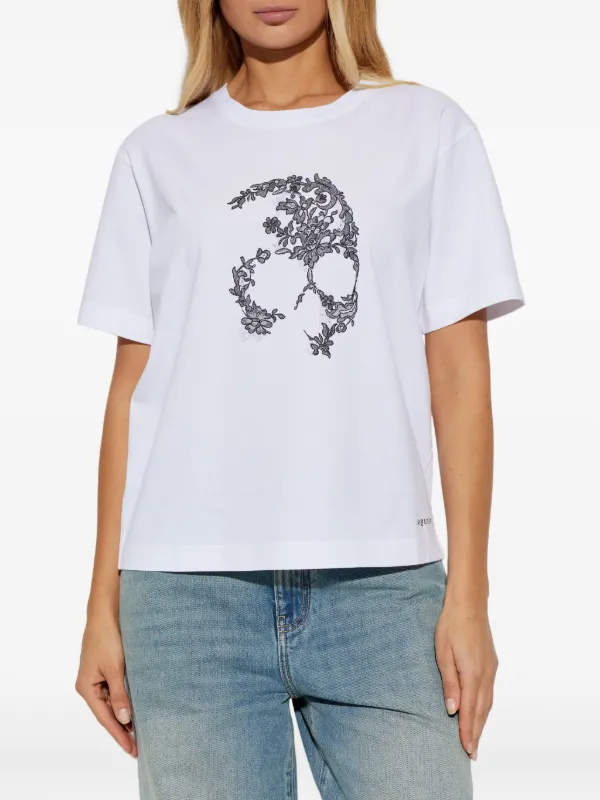 Alexander McQueen レーススカル Tシャツ | ホワイト | FARFETCH JP