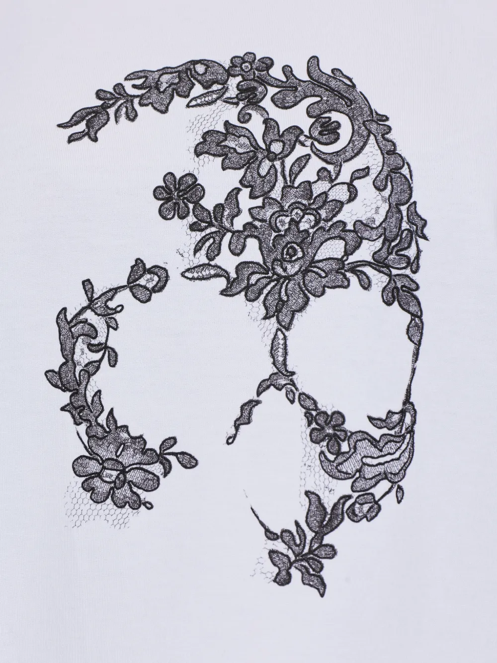 Alexander McQueen T-shirt met doodskop van kant Wit