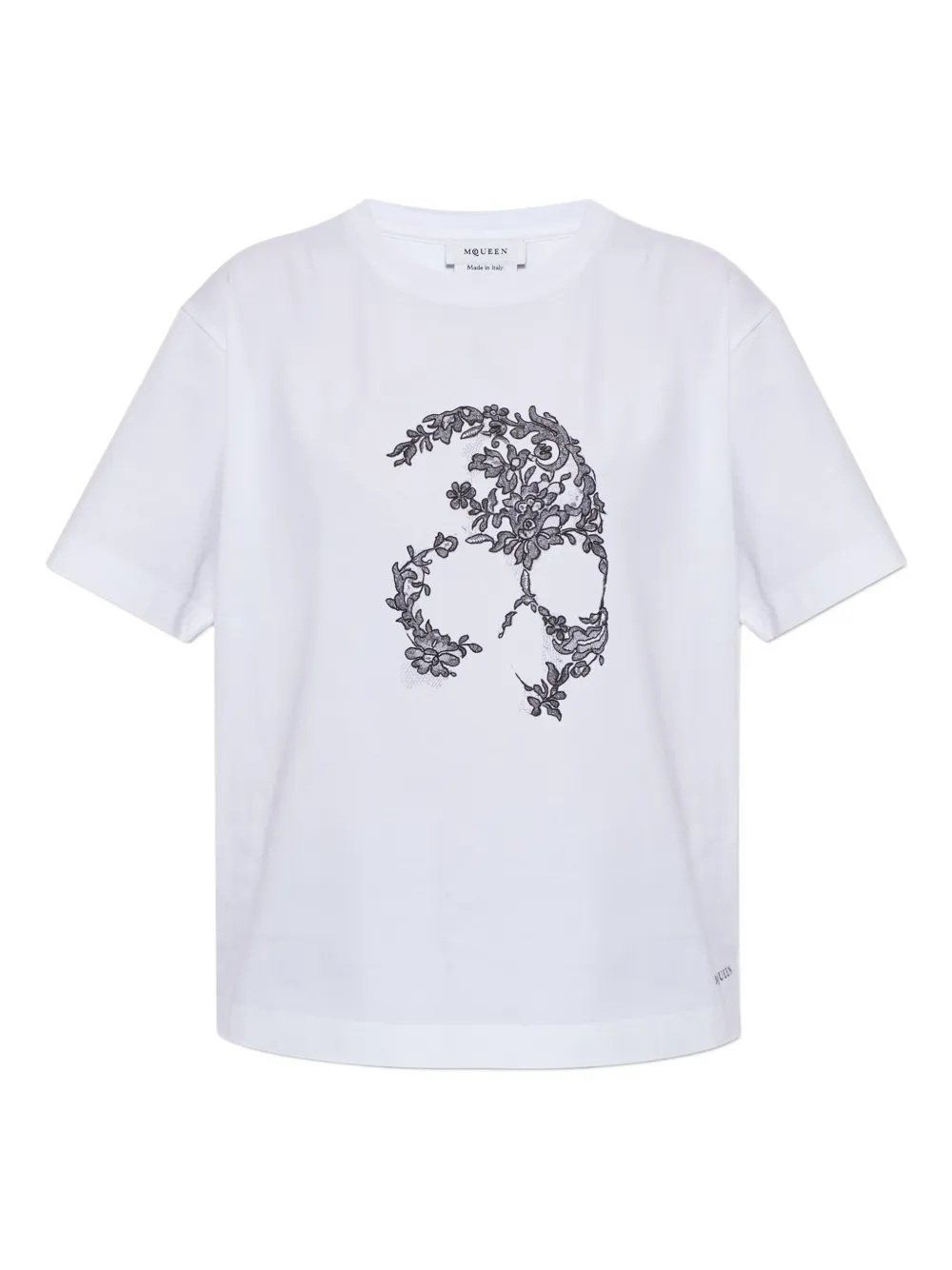 Alexander McQueen lace-skull T-shirt - Weiß
