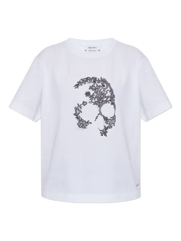 Alexander McQueen レーススカル Tシャツ | ホワイト | FARFETCH JP