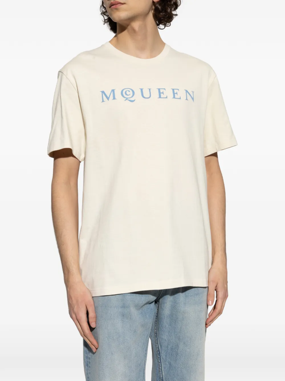 Alexander McQueen T-shirt met logoprint Beige
