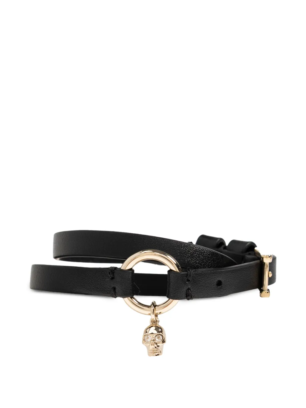 Alexander McQueen skull-charm leather bracelet - Black